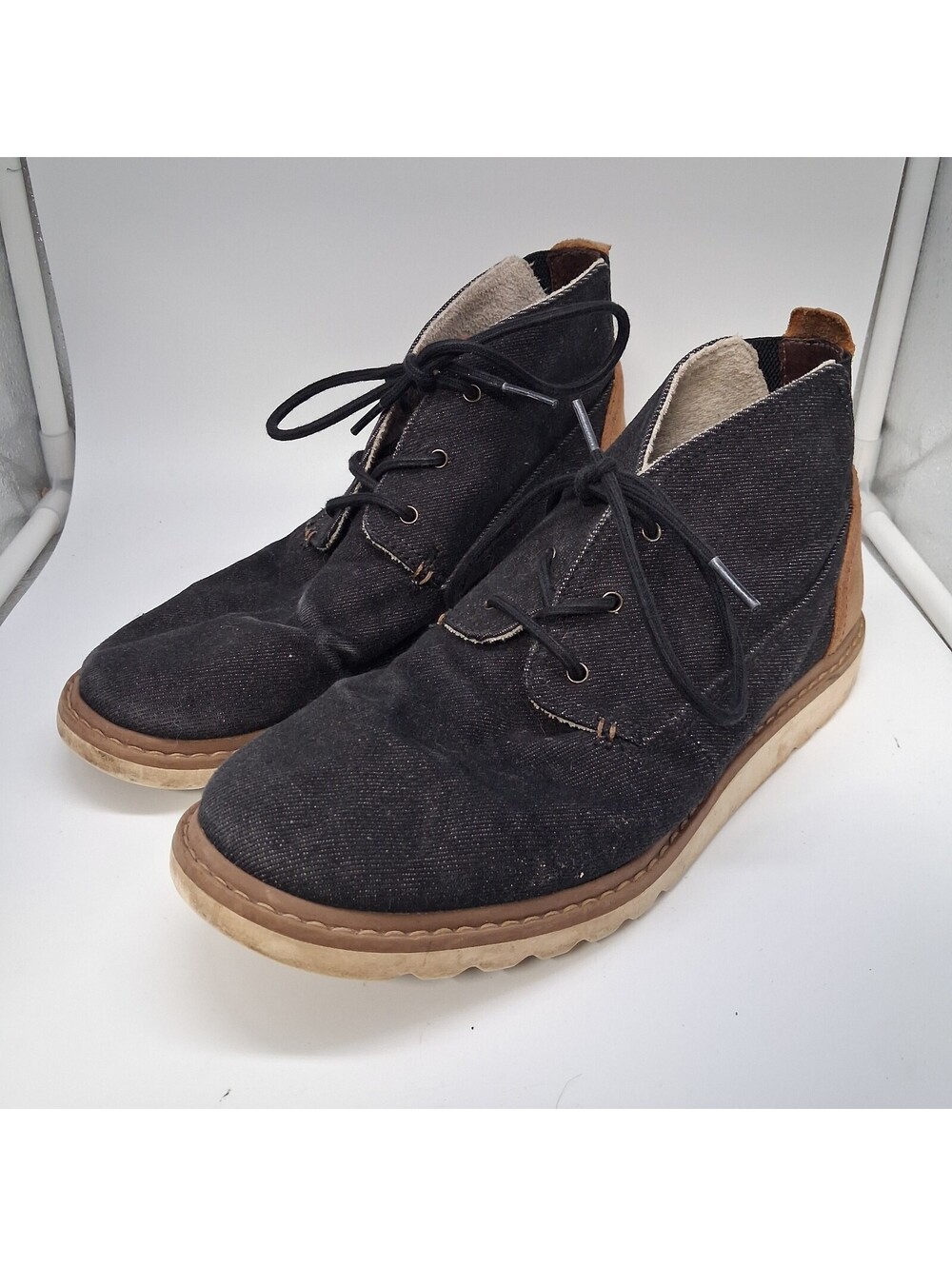 Reef Voyage Boot TX Mens 9 Black Canvas Chukka Boots Lace Up Casual Shoes
